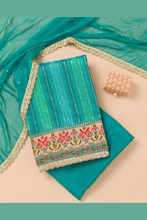 Koskii Floral Embroidered Sequinned Thread Work Unstitched Dress Material