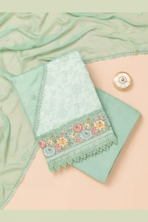 Koskii Floral Embroidered Thread Work Unstitched Dress Material