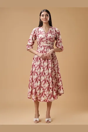 Bani Women Floral Print Liva Fit & Flare Midi Dress