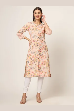 Divena World Floral Printed Cotton A-Line Kurta