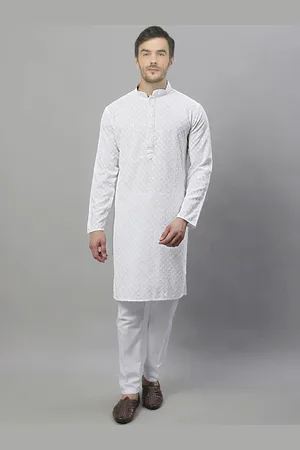 SG LEMAN Floral Embroidered Mandarin Collar Straight Kurta with Pyjamas