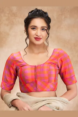 SALWAR STUDIO Checked Padded Saree Blouse