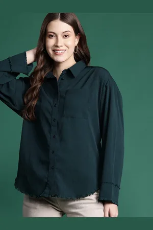 DressBerry Frayed Hem Crinkled Shirt