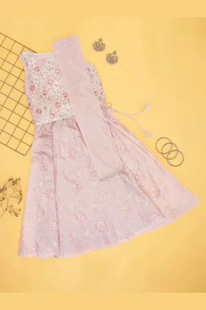 Pantaloons Girls Thread Work Ready To Wear Lehenga & Blouse With Dupatta