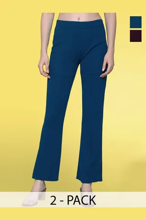 BAESD Women Pack Of 2 Flared High-Rise Cotton Trousers