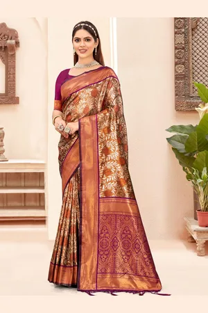 Ishin Ethnic Motif Zari Woven Tassel Saree with Blouse