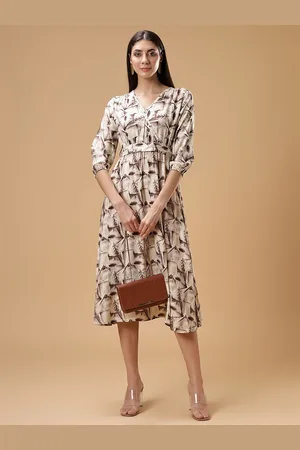 Bani Women Floral Print Liva Fit & Flare Midi Dress