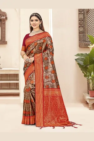 Ishin Ethnic Motif Zari Woven Tassel Saree with Blouse