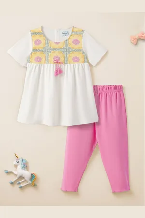 Nauti Nati Girls Printed Pure Cotton Top with Trousers