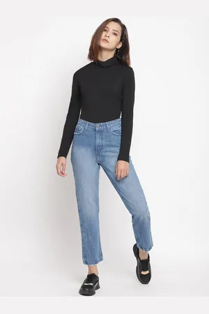 Belliskey Women Blue Mom Fit Mid-Rise Clean Look Jeans