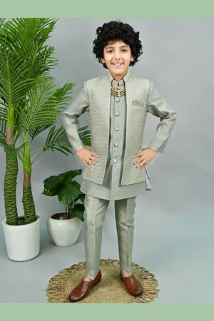 ahhaaaa Embroidered Kids-Boys Sherwani