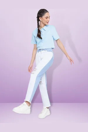 Belliskey Women Blue High-Rise Slash Knee Stretchable Jeans