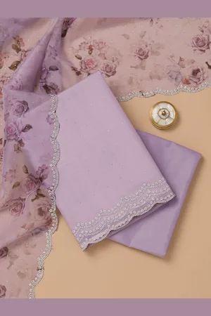 Koskii Floral Embellished Beads and Stones Unstitched Dress Material