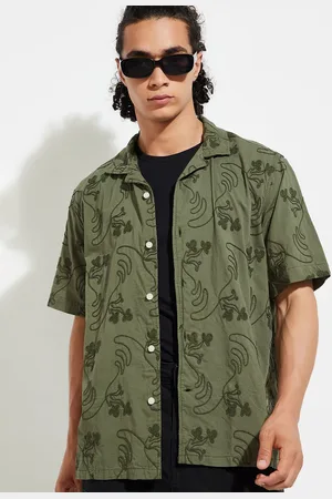 Max Collection URB_N Men Oversized Cotton Embroidered Resort Shirt