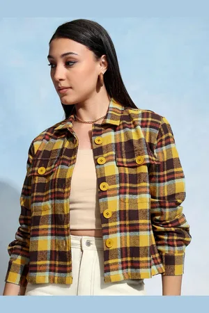 Tokyo Talkies Women Check Button-Down Overshirt