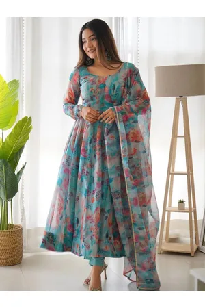 Ethnic Yard Floral Printed Regular Gotta Patti Kurta With Trousers & Dupatta
