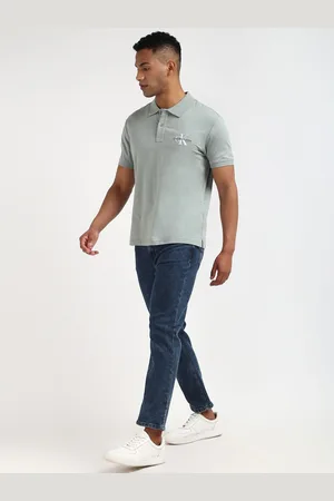 Calvin Klein Men Solid Polo Collar Cotton T-shirt