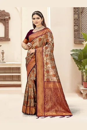 Ishin Ethnic Motif Zari Woven Tassel Saree with Blouse