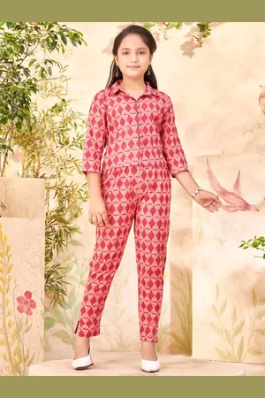 BAESD Girls Printed Pure Cotton Top With Trousers