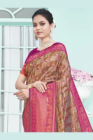 Ishin Ethnic Motif Zari Woven Tassel Saree with Blouse