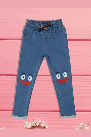 A-Okay Unisex Kids Jogger High-Rise Embroidered Stretchable Jeans