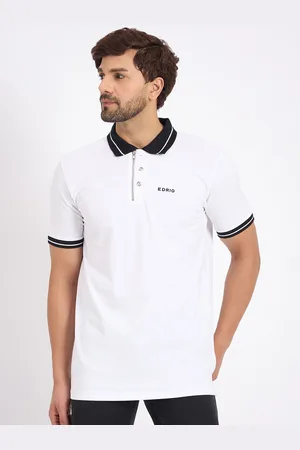 EDRIO Men Cotton Printed Polo Collar T-shirt