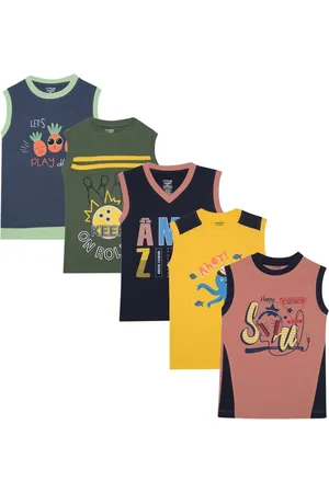 Dollar Champion Boys Pack Of 5 Graphic Printed Round Neck Cotton T-Shirt