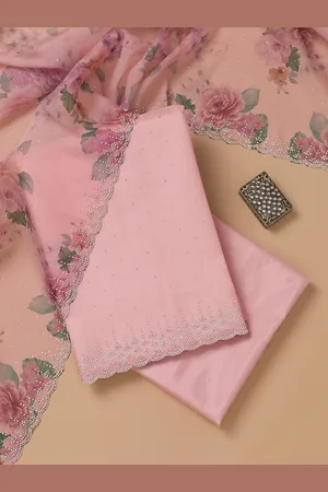 Koskii Floral Embellished Organza Unstitched Dress Material
