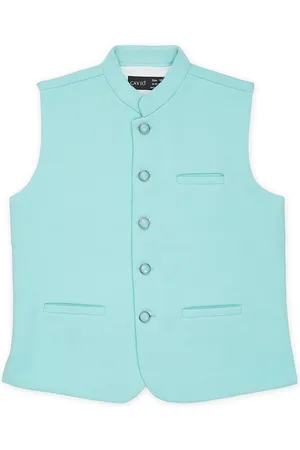 CAVIO Boys Mandarin Collar Sleeveless Pure Cotton Nehru Jackets