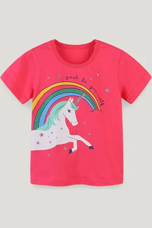 Stylecast Girls Graphic Printed Solid Round Neck Cotton T-shirt