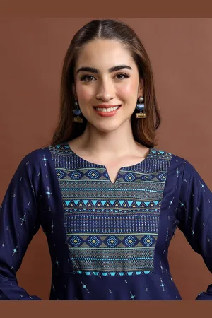 Ketch Ethnic Motifs Printed Round Neck A-Line Kurta with Palazzos