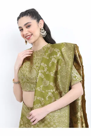 Ketch Women Ethnic Motifs Semi-Stitched Blouse & Lehenga With Dupatta