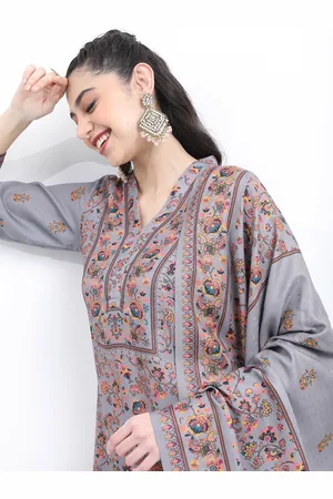 Ketch Floral Printed Regular Kurta With Trousers & Dupatta