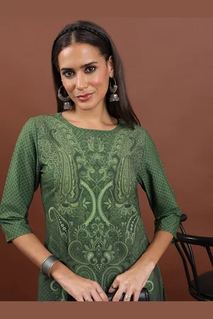 Ketch Green Ethnic Motifs Printed Kurta