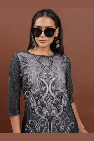 Ketch Ethnic Motifs Printed Boat Neck Straight Kurta