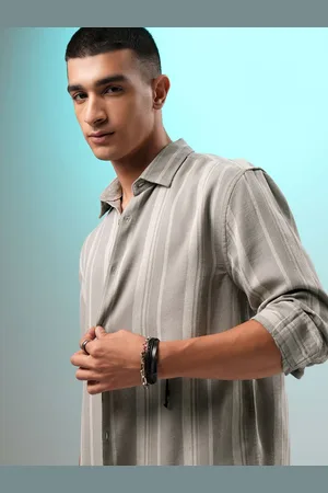 Highlander Men Dobby Textured Striped Relaxed Shirt