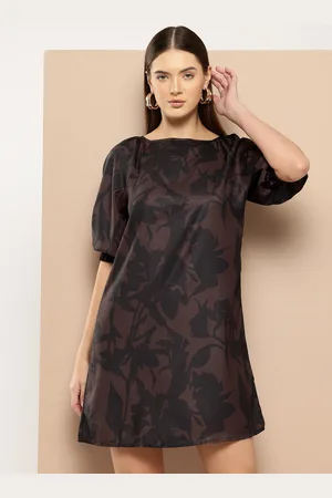 Chemistry Printed Puff Sleeve A-Line Mini Dress