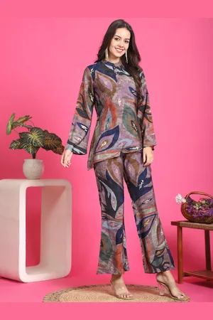 Claura Printed Chanderi Silk Top & Trousers