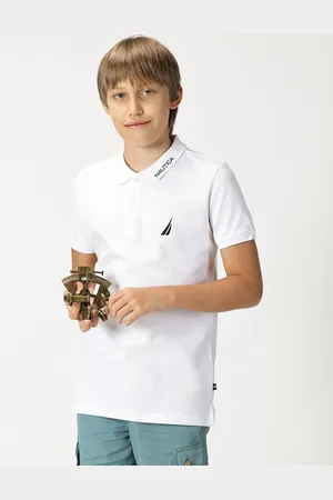 Nautica Boys Polo Collar Brand Logo Embroidered T-shirt