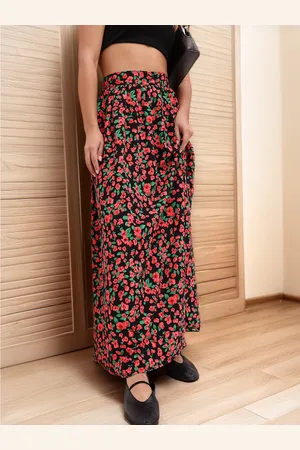 DressBerry Women Eye Catching Floral print A-Line Maxi Skirt