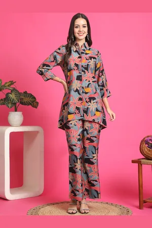 Claura Printed Chanderi Silk Tunic & Trousers