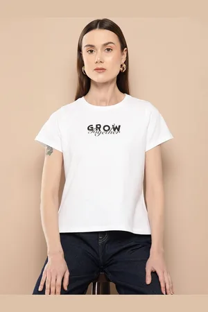 Chemistry Women Printed Round Neck Cotton Tshirt