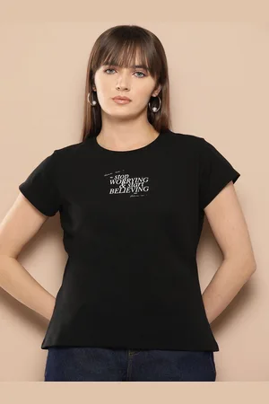 Chemistry Women Printed Round Neck Cotton Tshirt