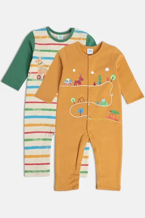 MINI KLUB Infant Boys Pack Of 2 Striped Cotton Rompers