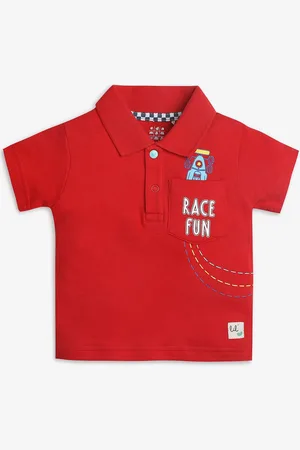 Ed-a-Mamma Boys Typography Printed Polo Collar Pockets T-shirt
