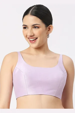 neckbook Women Solid Round Neck Sleeveless Silk Readymade Saree Blouse