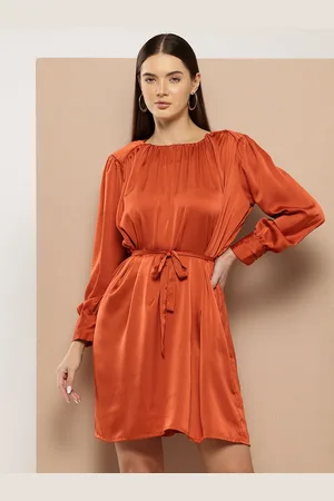 Chemistry Satin Finish Tie-Up A-Line Mini Dress