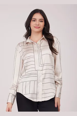 FableStreet Women Abstract Printed Spread Collar Casual Shirt
