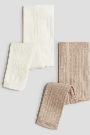 H&M Boys 2-Pack Ribbed Footless Tights