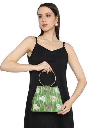 MARKQUES Embellished Canvas Handheld Bag With Golden Ring Handle